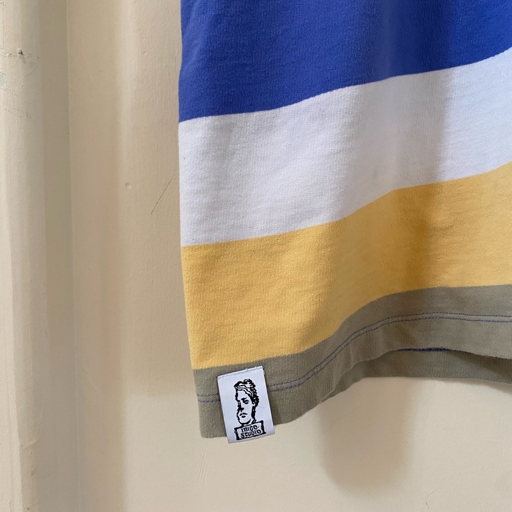 ZARA x Iñigo Studio Striped Oversized T-Shirt Blue Yellow XL - Picture 4 of 6